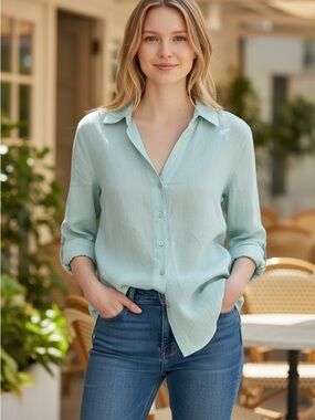 Talbots Mint Green Button-Down Shirt